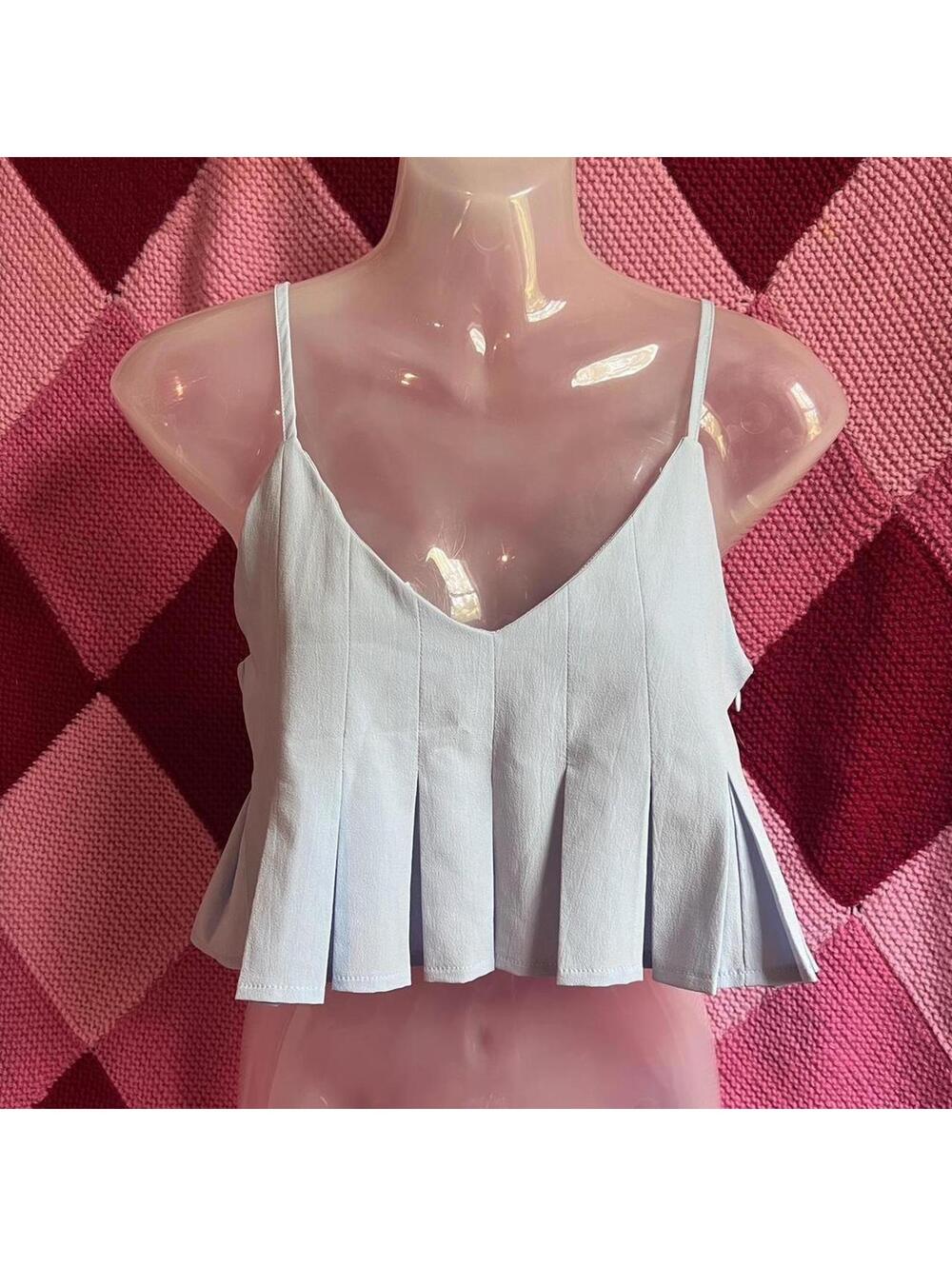 light blue pleated cami top